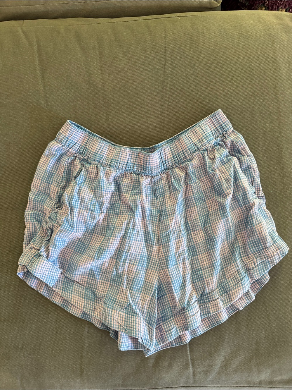 Women's Patagonia hemp islands Cotton Shorts - Light Blue & Pink